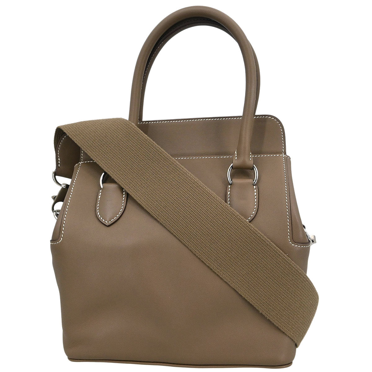 Hermes Etoupe Gray Veau Evercalf Toolbox 26 2way Shoulder Handbag