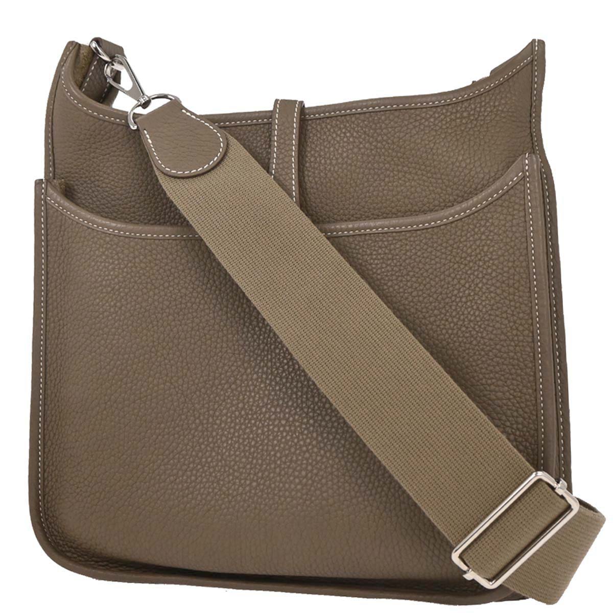 Hermes Etoupe Taurillon Clemence Evelyne 3 29 PM Shoulder Bag