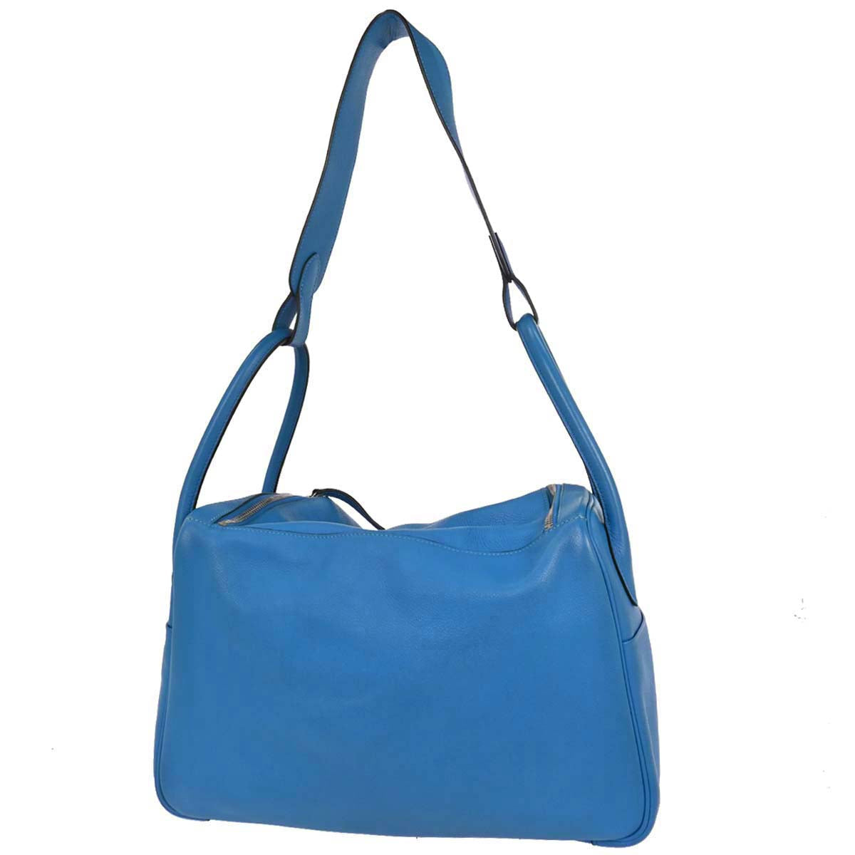 Hermes Blue Zanzibar Evercolor Lindy 34 Shoulder Bag