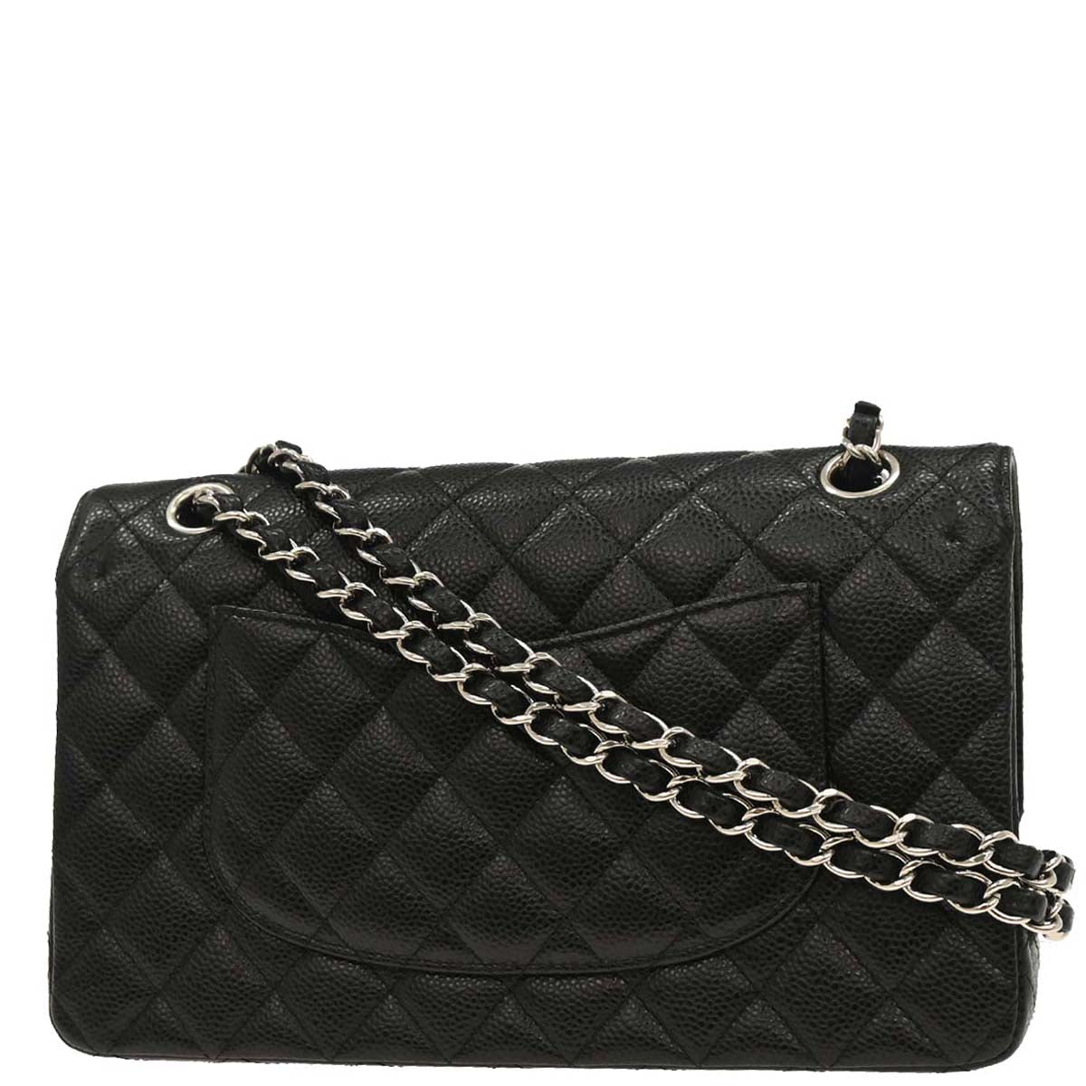 Chanel 2018 Black Caviar Medium Classic Double Flap Shoulder Bag