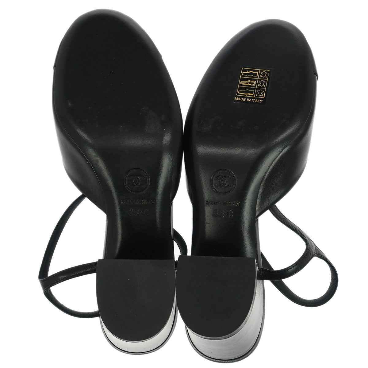 Chanel Black Leather Shoes Sandals #35