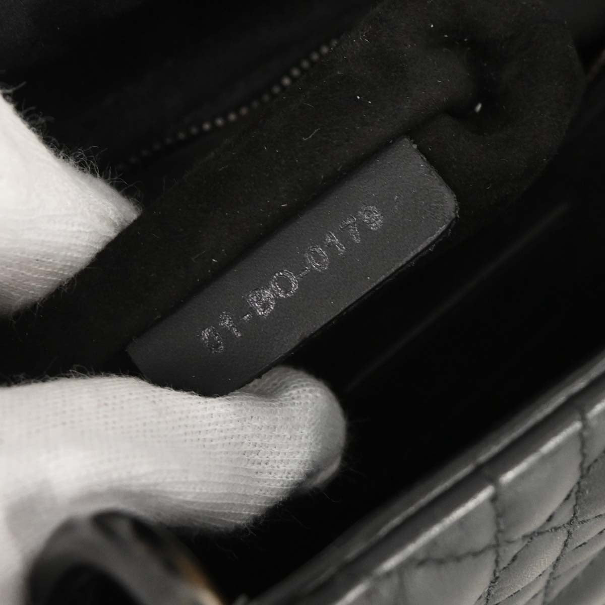 Christian Dior Black Lambskin Lady Dior Cannage Handbag