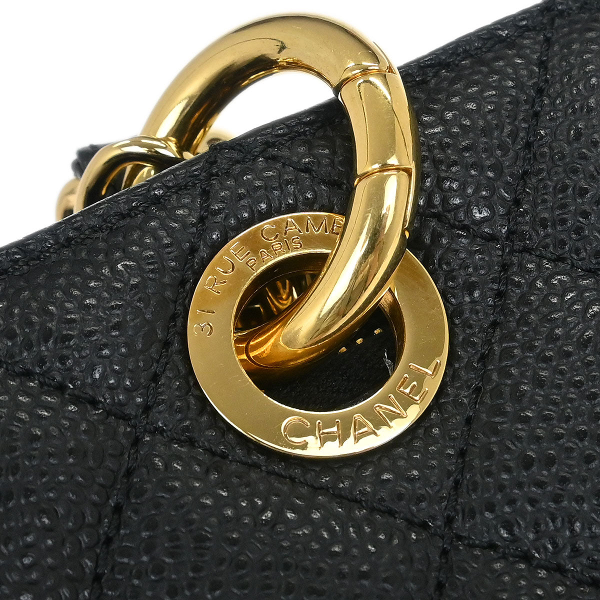 Chanel 2012-2013 Black Caviar Grand Shopping Tote GST Chain Handbag