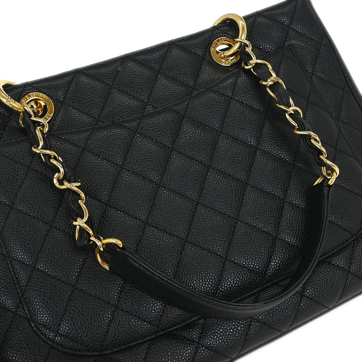 Chanel 2012-2013 Black Caviar Grand Shopping Tote GST Chain Handbag