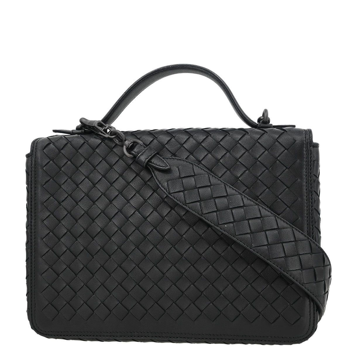 Bottega Veneta Black Lambskin Intrecciato 2way Shoulder Handbag