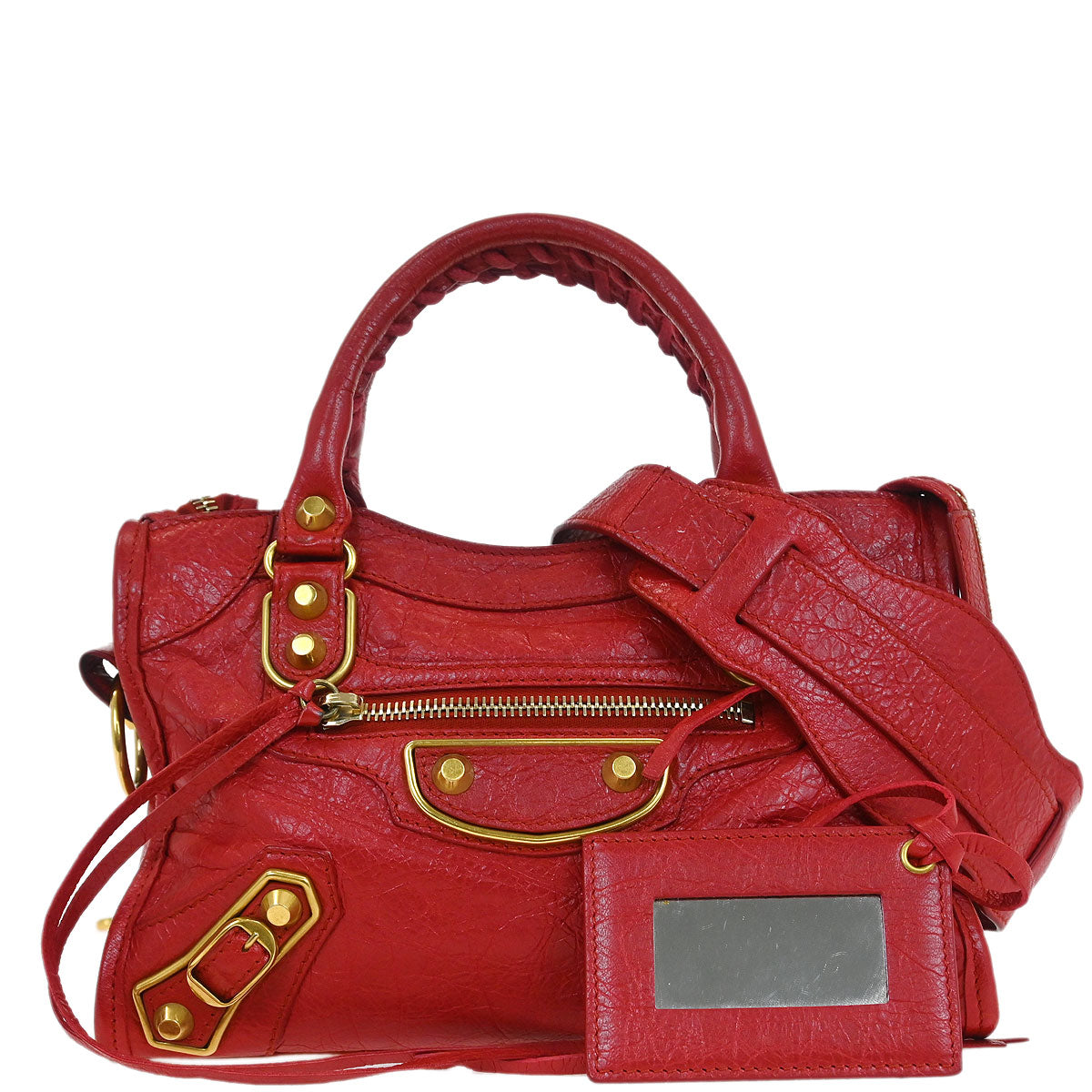 Balenciaga Red Classic Metallic Edge Mini City