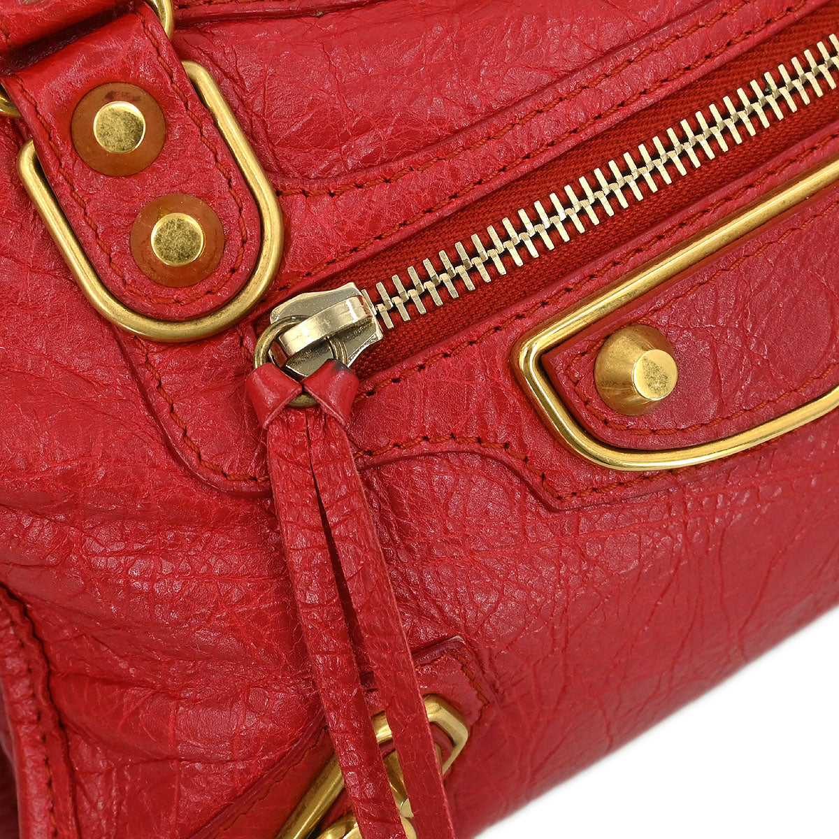 Balenciaga Red Classic Metallic Edge Mini City