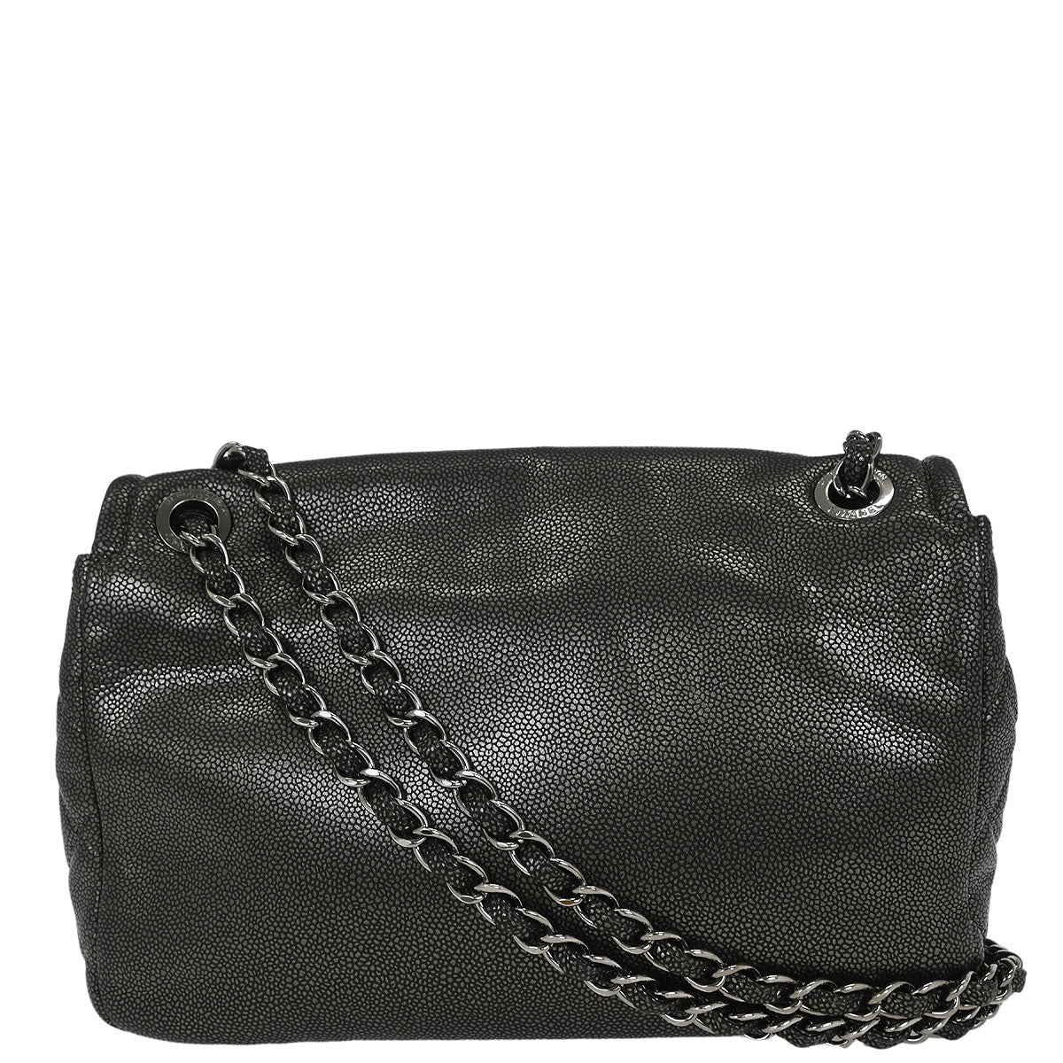 Chanel 2010-2011 Gray Caviar Full Flap Chain Shoulder Bag