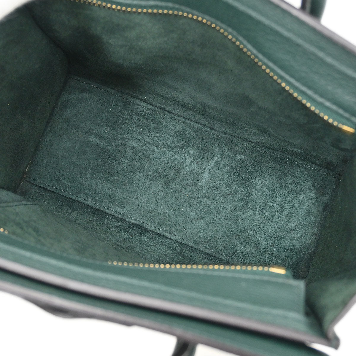 Celine Green Leather Nano Luggage 2way Shoulder Tote Bag