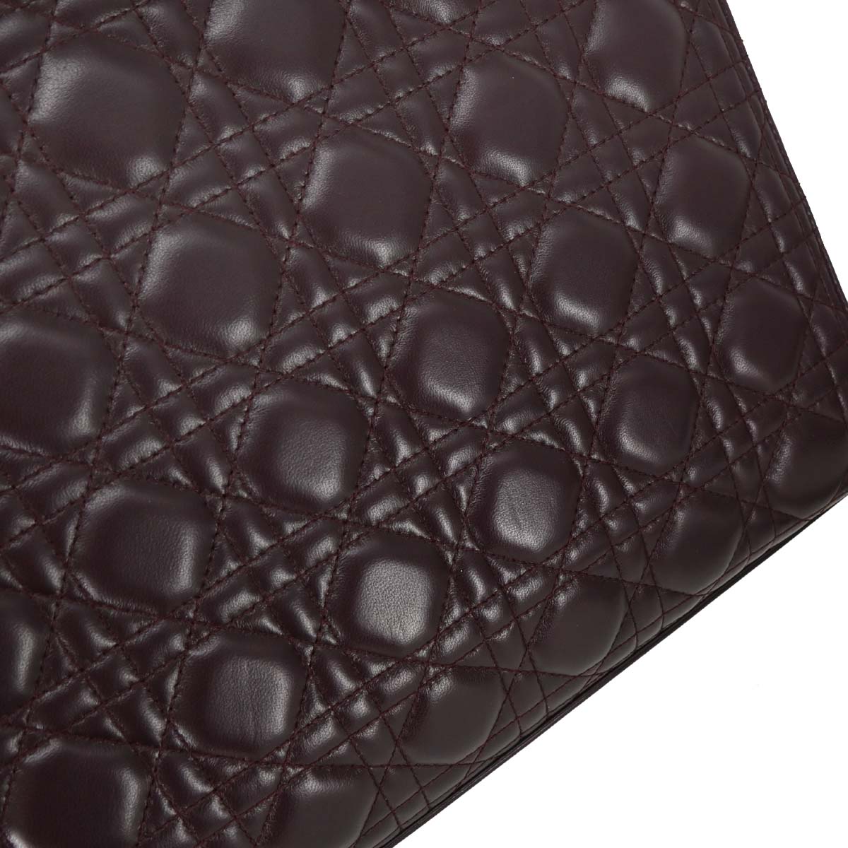 Christian Dior Bordeaux Lambskin Large Lady Dior 2way Shoulder Handbag