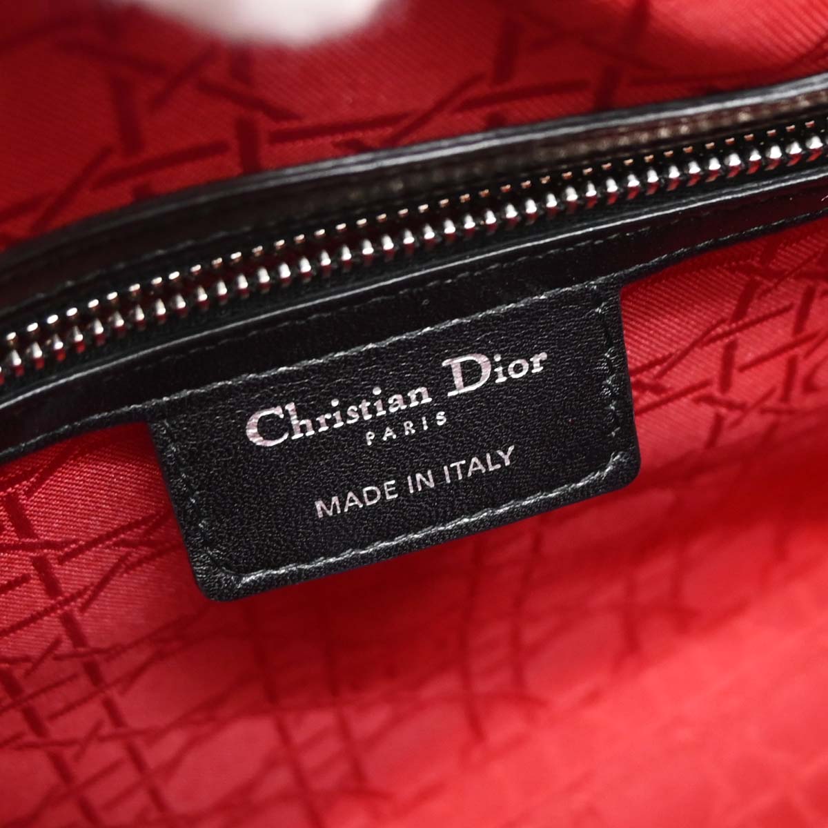 Christian Dior Black Lambskin Large Lady Dior Cannage 2way Shoulder Handbag