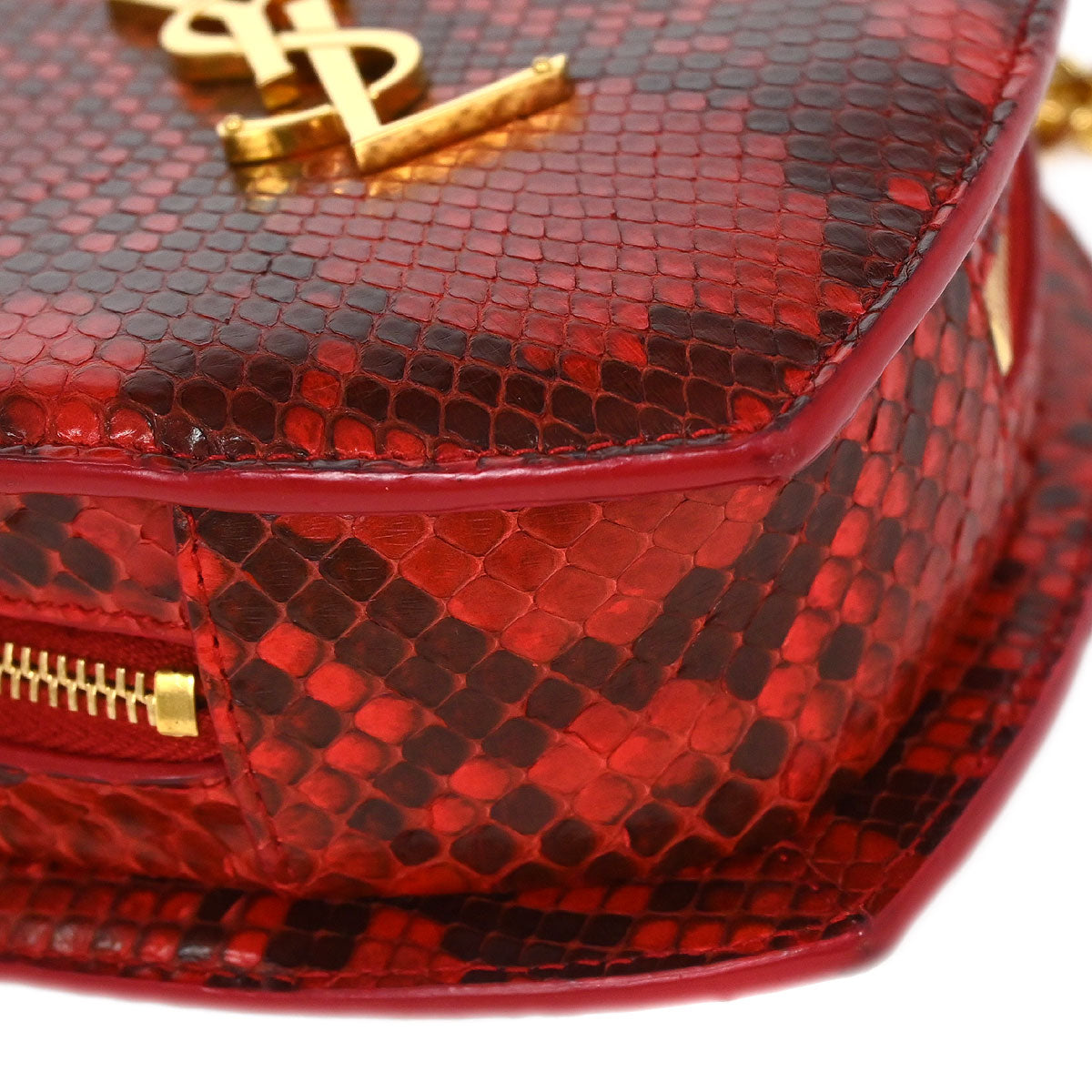 Saint Laurent * Red Python Love Heart Shoulder Bag