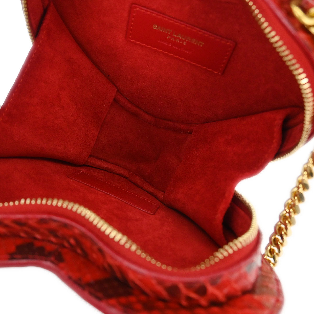 Saint Laurent * Red Python Love Heart Shoulder Bag