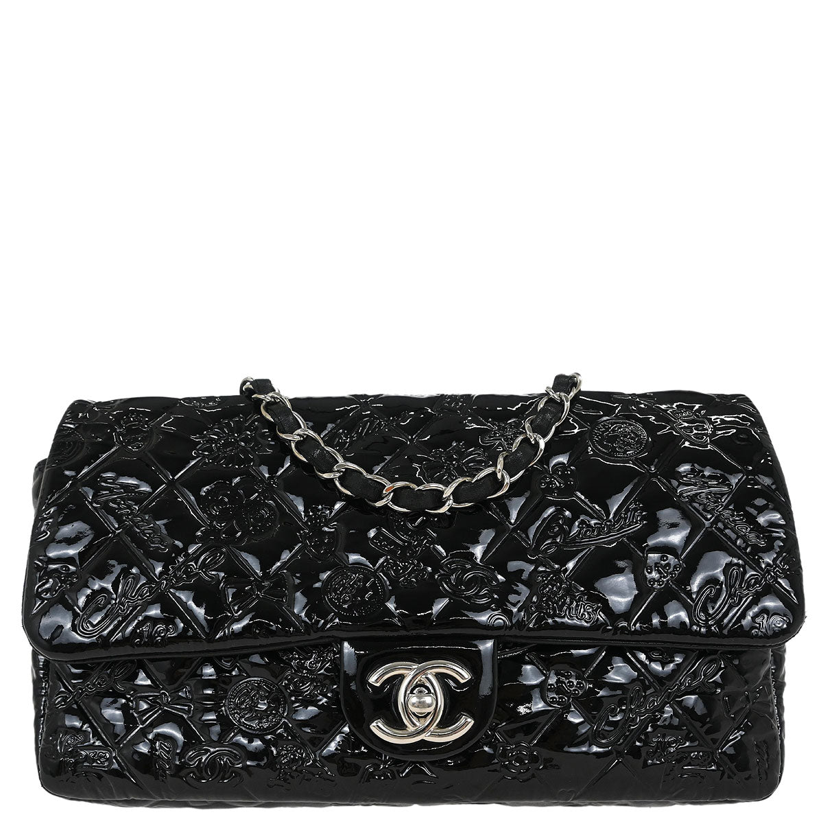 Chanel 2010-2011 Black Patent leather Lucky Symbols Flap Bag