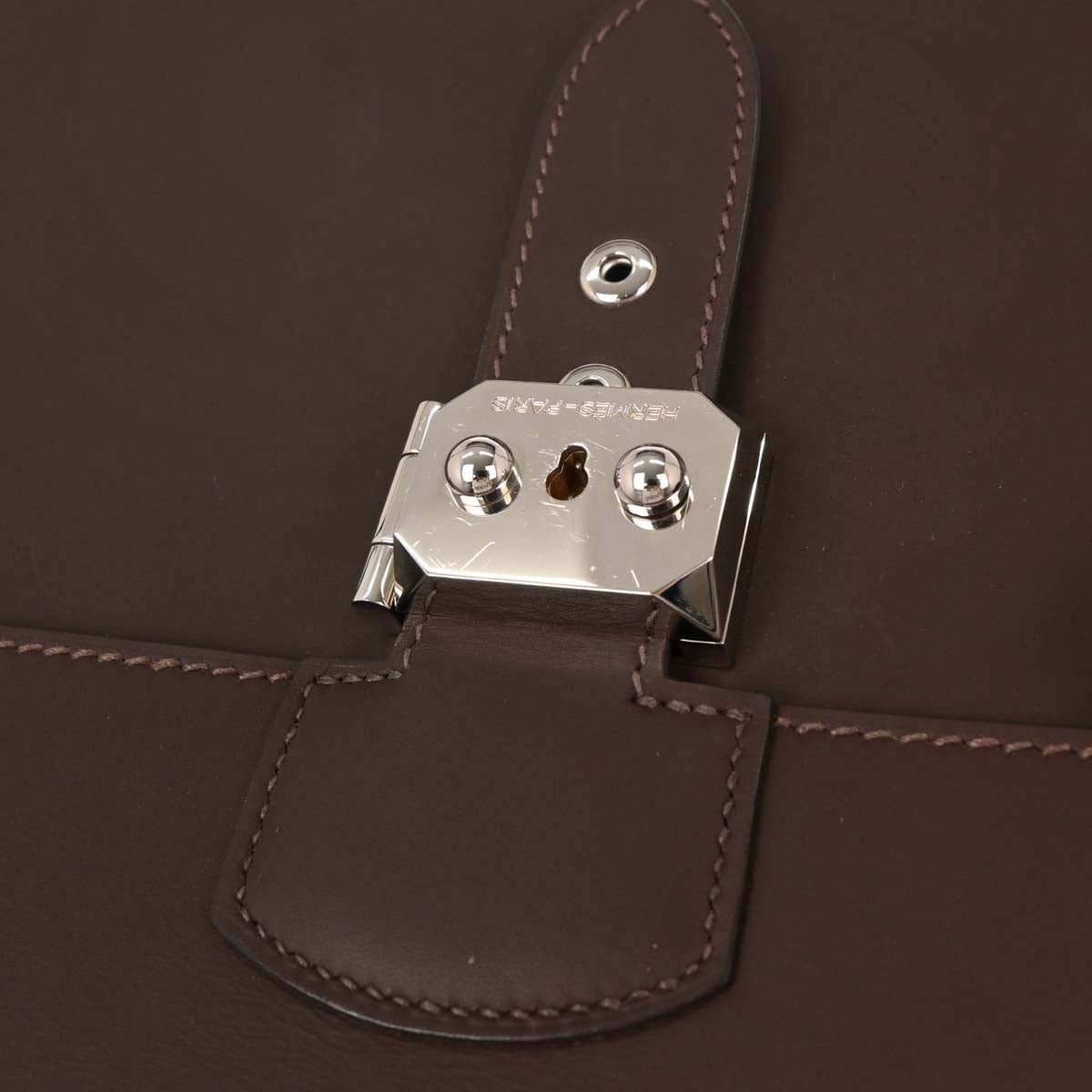 Hermes Chocolat Chamonix Sac a Depeches 38 Handbag