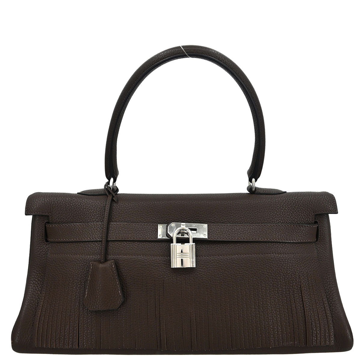 Hermes Ebene Taurillon Clemence Shoulder Kelly Handbag