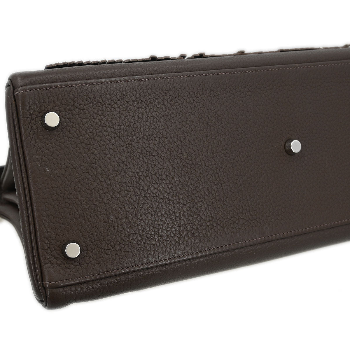 Hermes Ebene Taurillon Clemence Shoulder Kelly Handbag