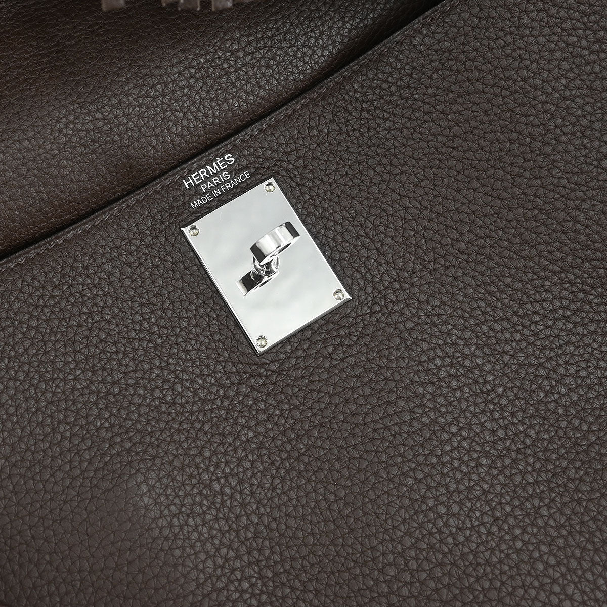 Hermes Ebene Taurillon Clemence Shoulder Kelly Handbag