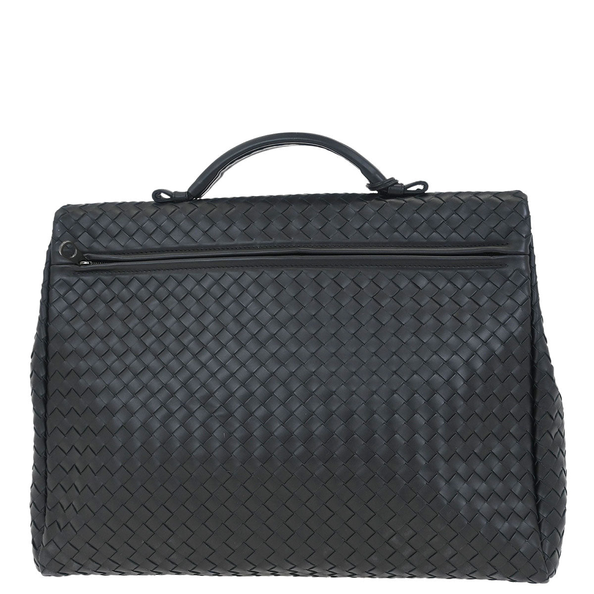 Bottega Veneta Black Calfskin Intrecciato Briefcase Handbag