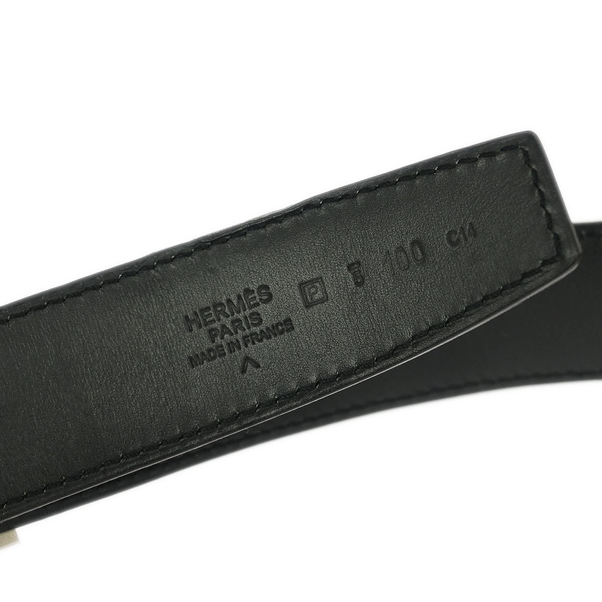 Hermes * Black Porosus Crocodile Guilloche Constance Belt #100 Small Good