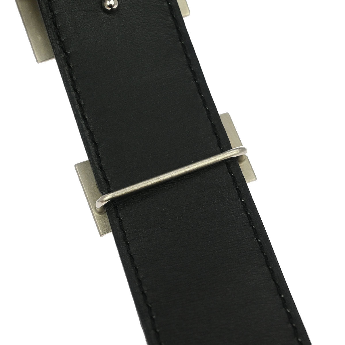 Hermes * Black Porosus Crocodile Guilloche Constance Belt #100 Small Good