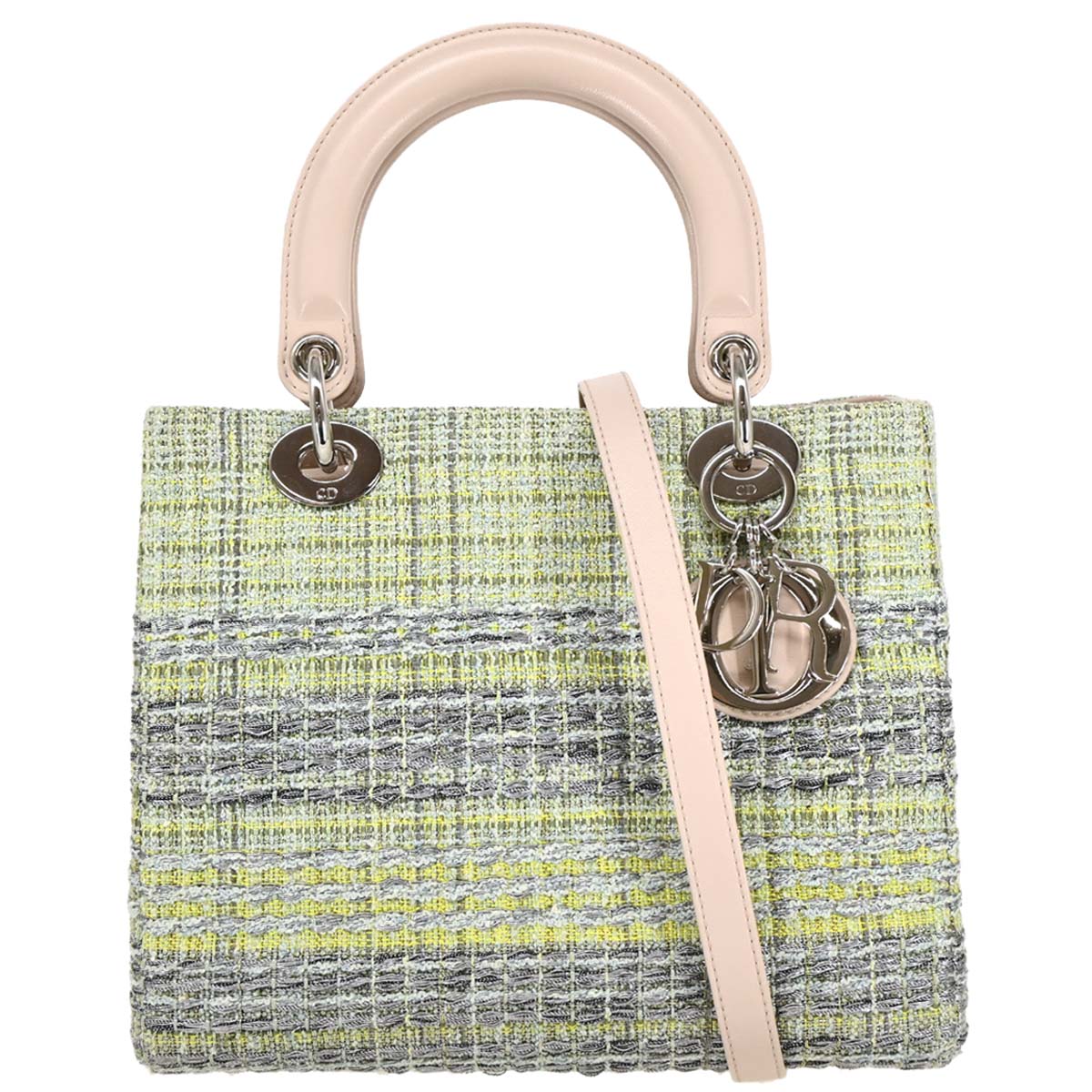 Christian Dior Green Tweed Medium Lady Dior Handbag