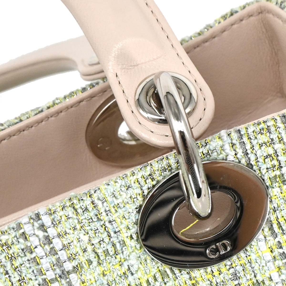 Christian Dior Green Tweed Medium Lady Dior Handbag