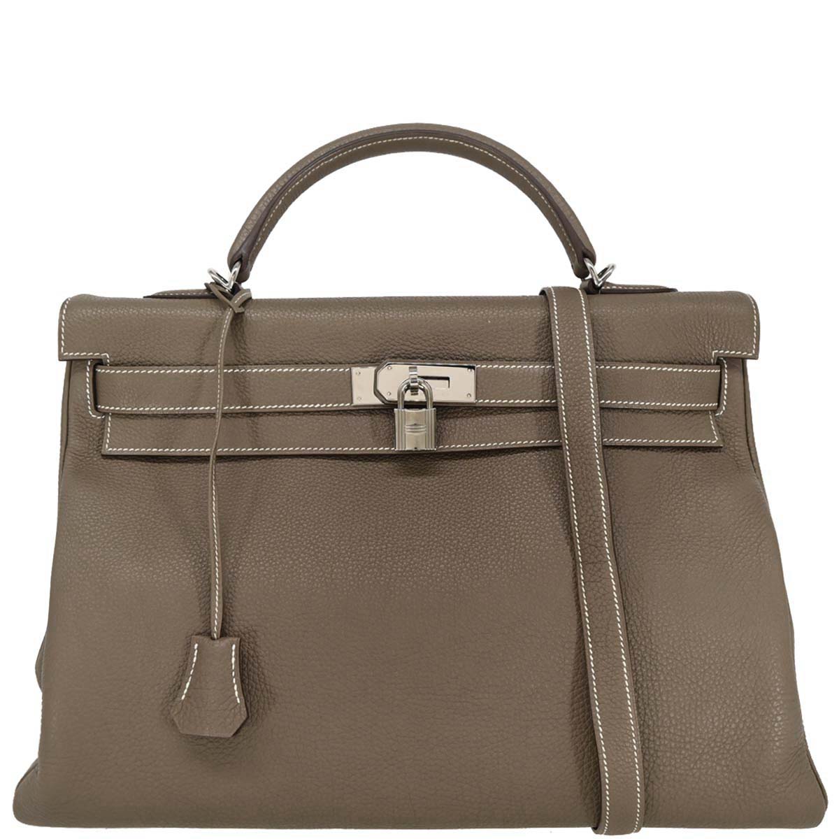 Hermes Etoupe Gray Togo Kelly 40 Retourne 2way Shoulder Handbag