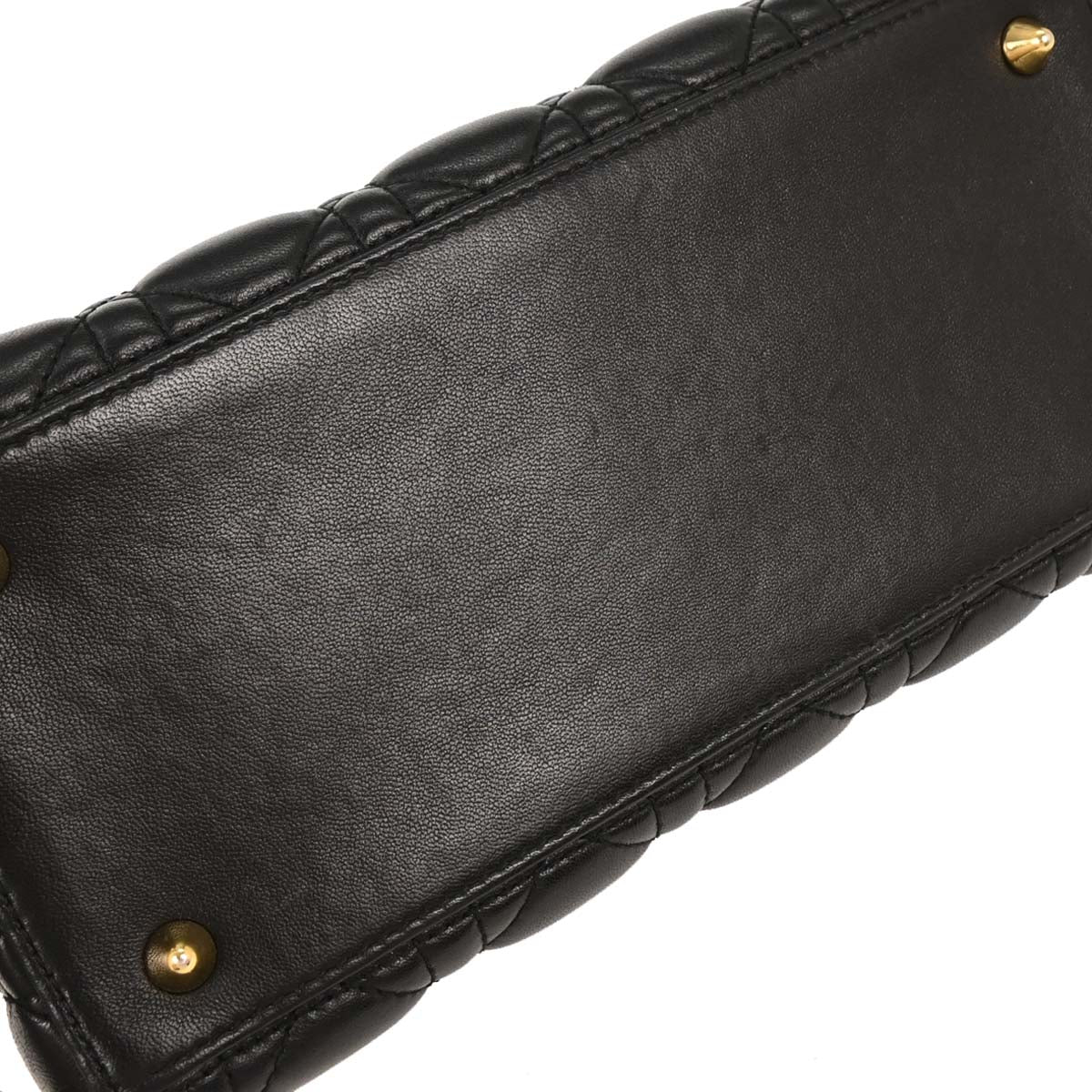 Christian Dior Black Lambskin Medium Lady Dior Cannage 2way Shoulder Handbag