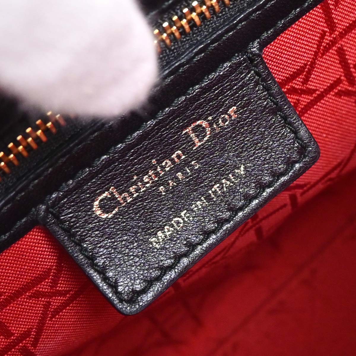 Christian Dior Black Lambskin Medium Lady Dior Cannage 2way Shoulder Handbag