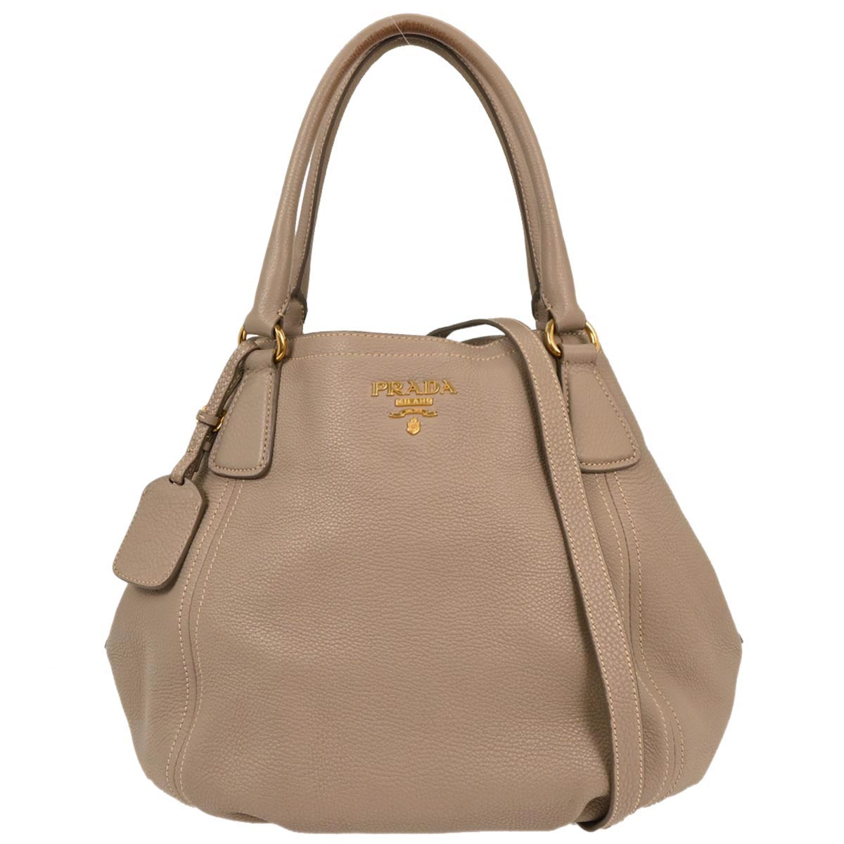 Prada Gray Leather 2way Shoulder Handbag