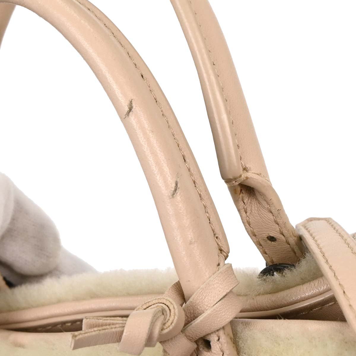 Balenciaga White Mouton Papier A6 2way Shoulder Handbag