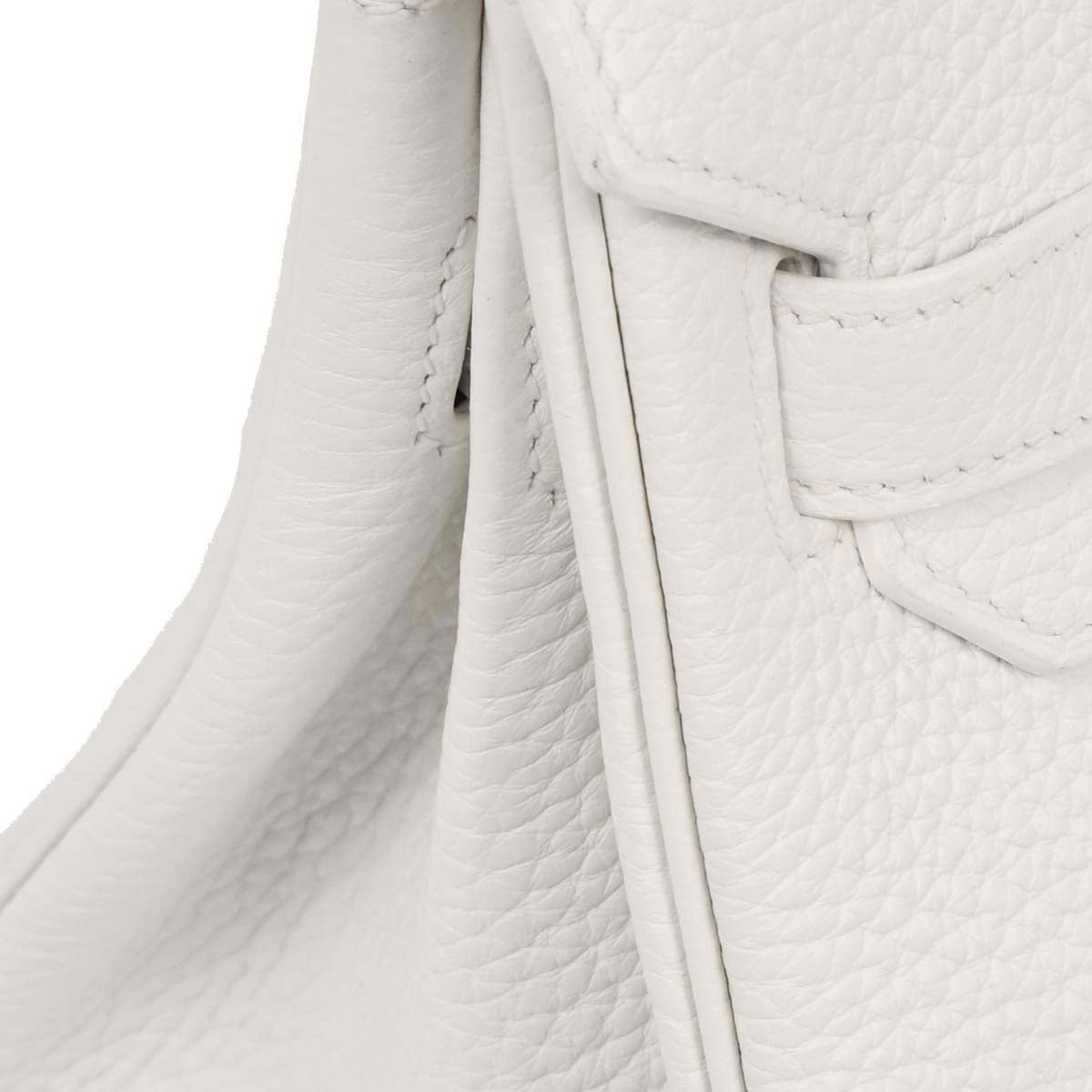 Hermes White Taurillon Clemence Birkin 30 Handbag