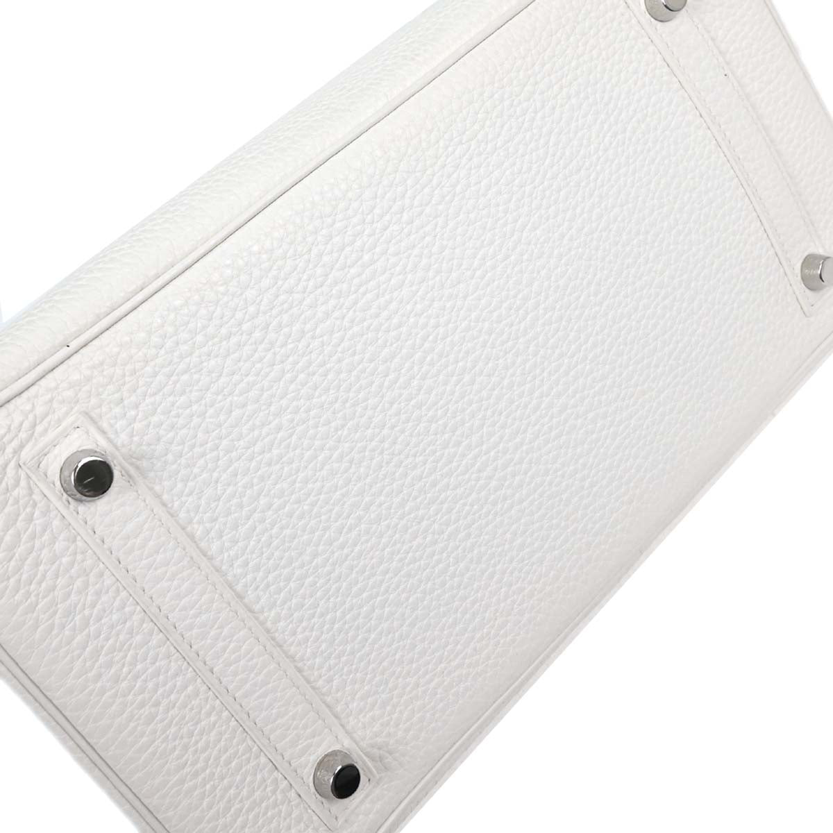 Hermes White Taurillon Clemence Birkin 30 Handbag