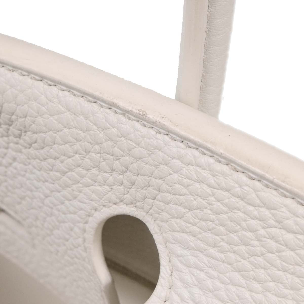 Hermes White Taurillon Clemence Birkin 30 Handbag