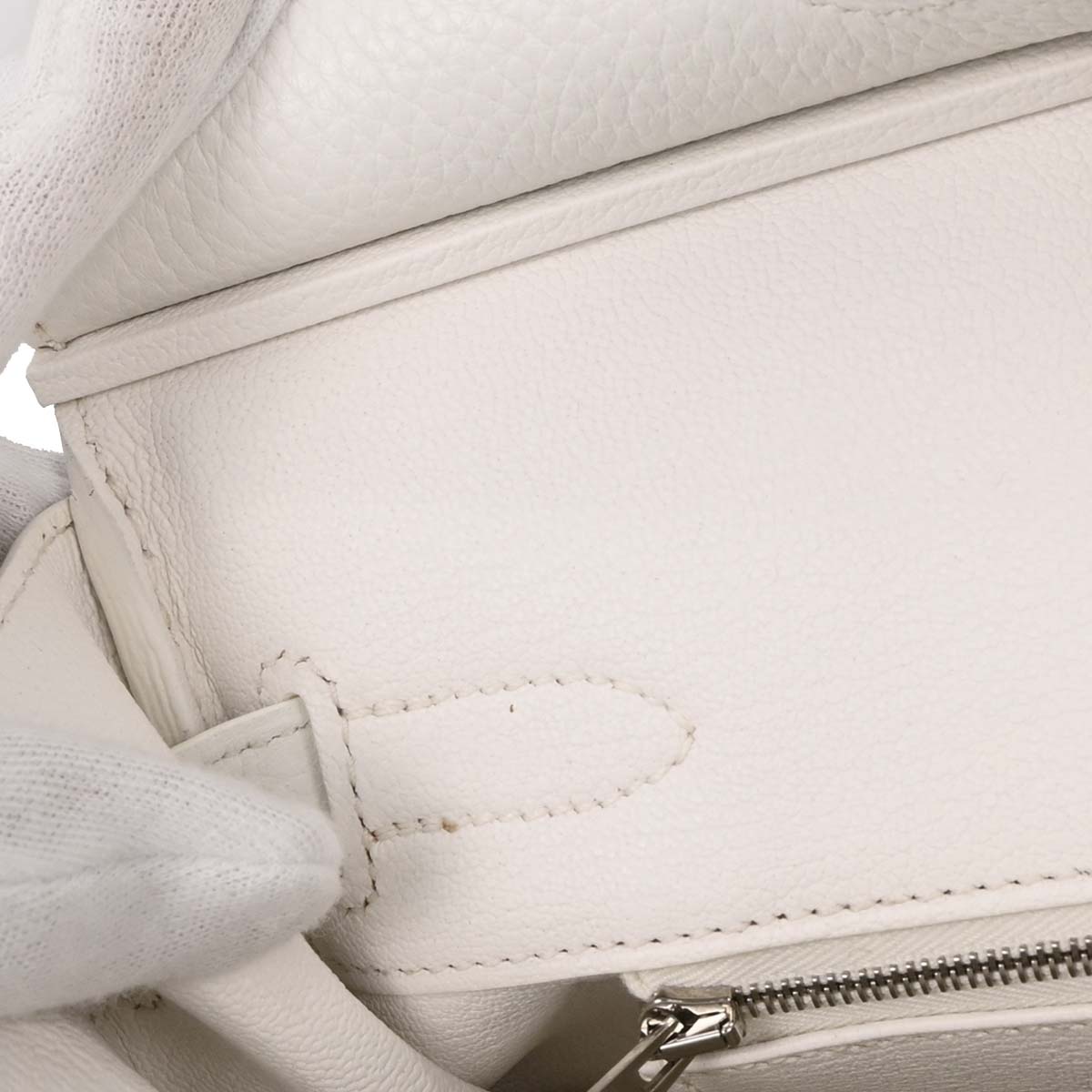 Hermes White Taurillon Clemence Birkin 30 Handbag