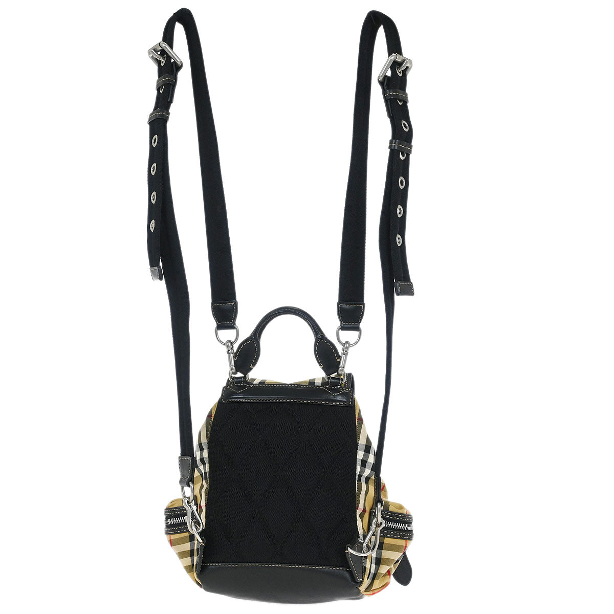 Burberry Beige Black Burberry Check Backpack