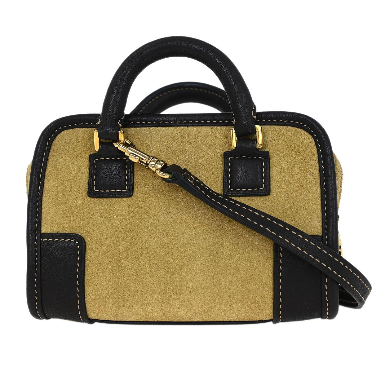 Loewe * Brown Beige Suede Leather Amazona 12 Handbag