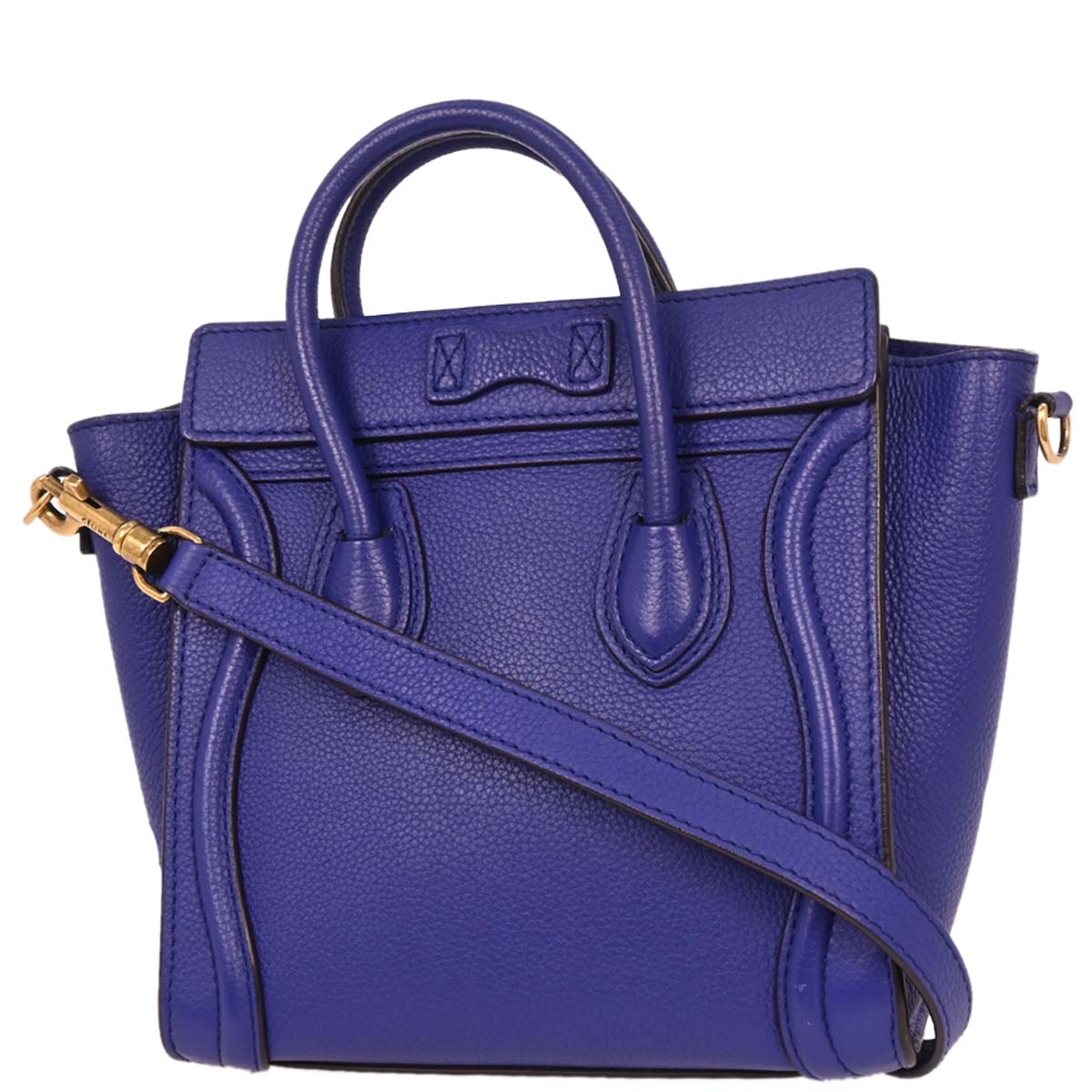 Celine Blue Leather Nano Luggage Tote Bag