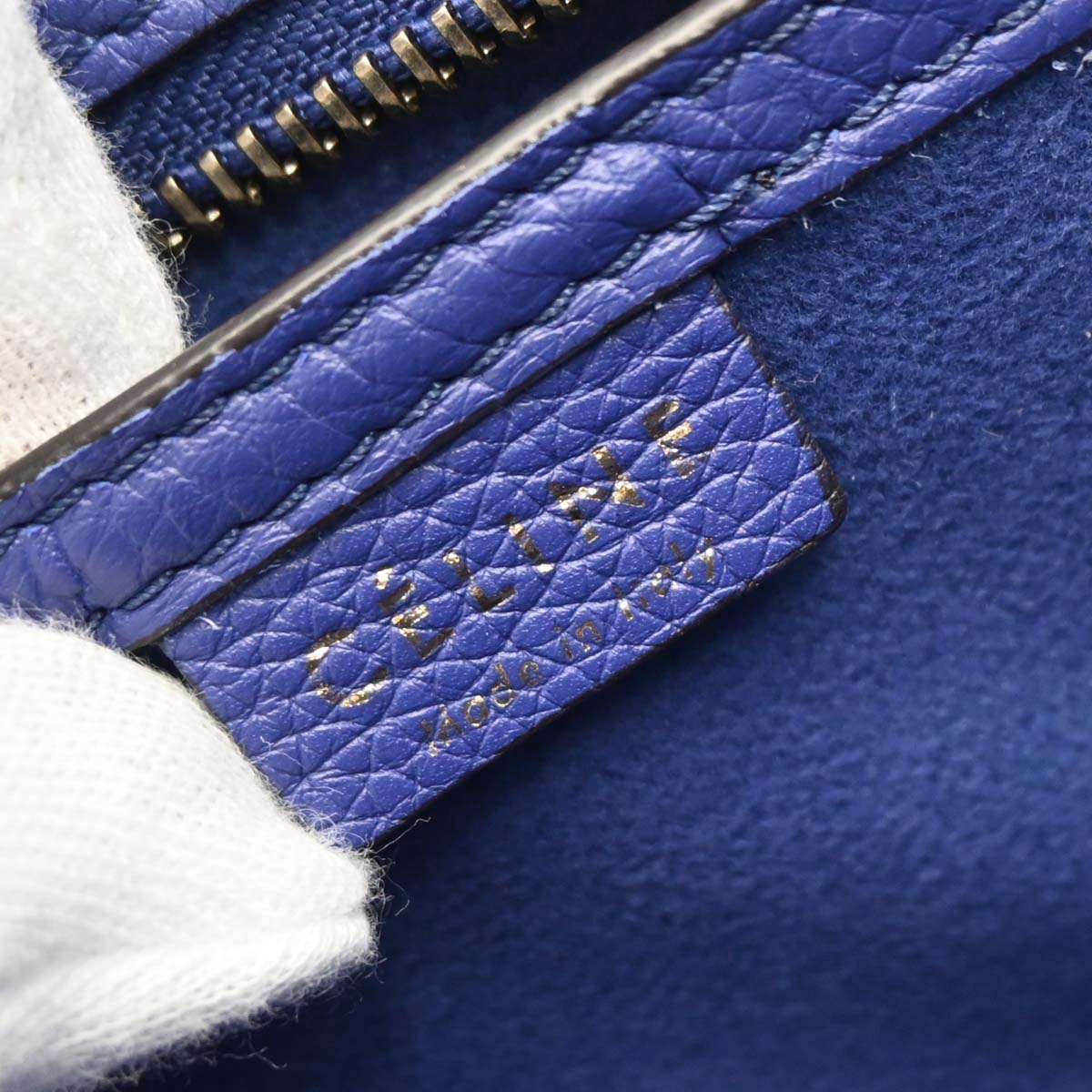 Celine Blue Leather Nano Luggage Tote Bag