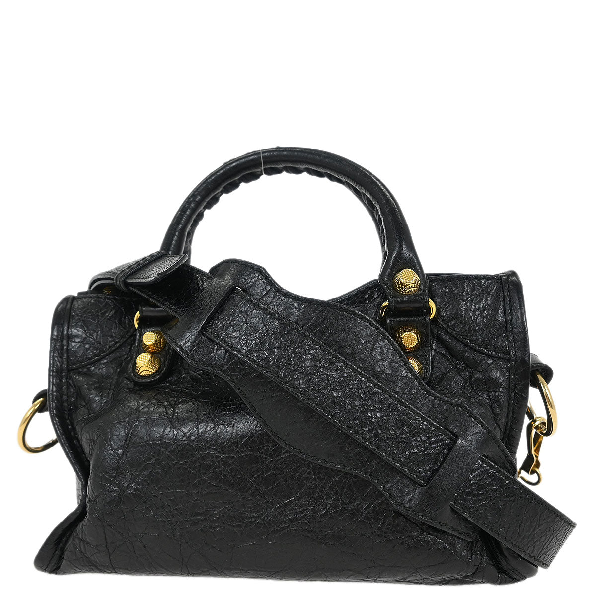 Balenciaga Black Lambskin Mini City 2way Shoulder Handbag