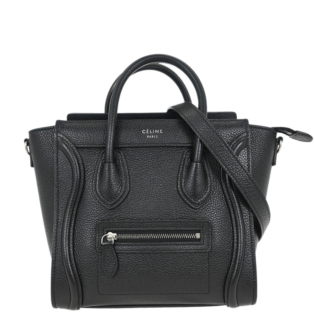 Celine Black Calfskin Nano Luggage Tote Bag