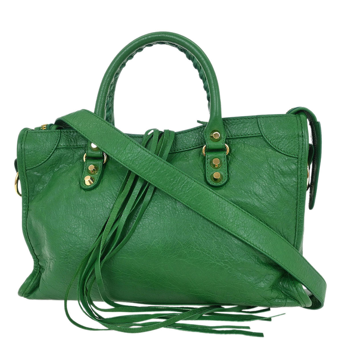 Balenciaga Green Lambskin City Small Handbag