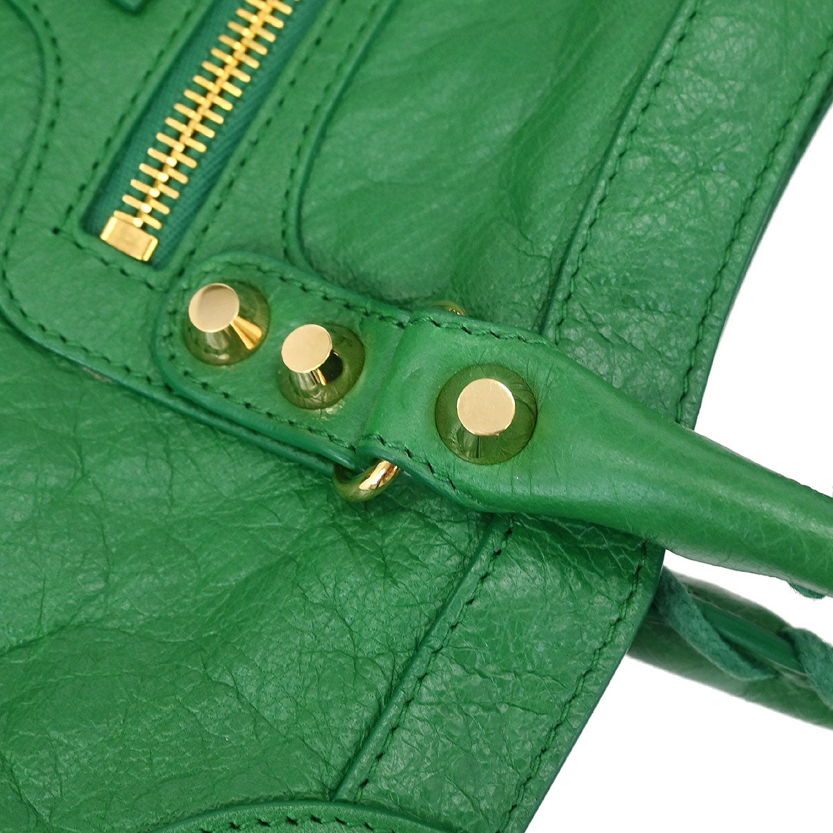 Balenciaga Green Lambskin City Small Handbag