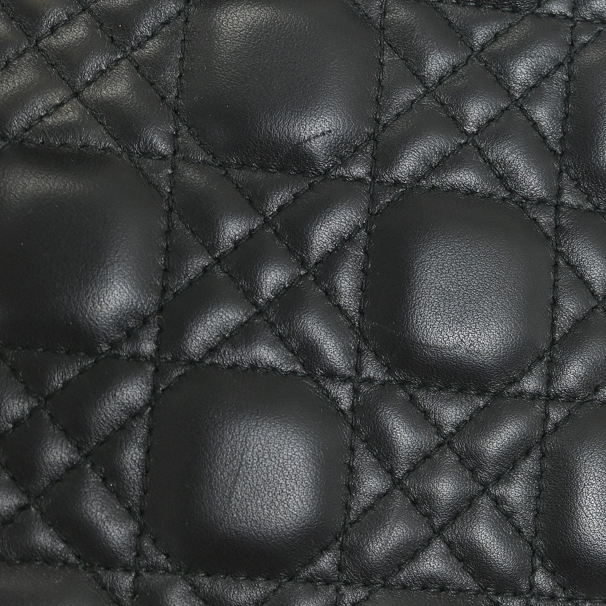 Christian Dior Black Lambskin Large Lady Dior Cannage 2way Handbag