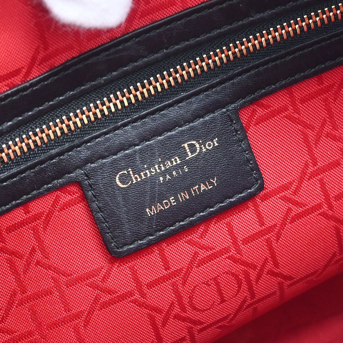 Christian Dior Black Lambskin Large Lady Dior Cannage 2way Handbag