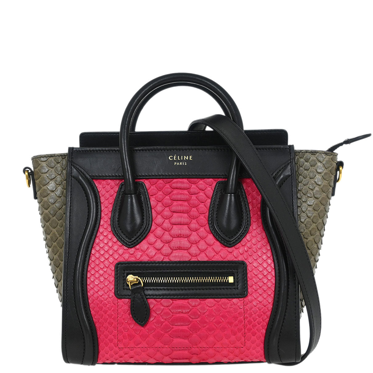 Celine * Tricolor Python Luggage Nano Handbag