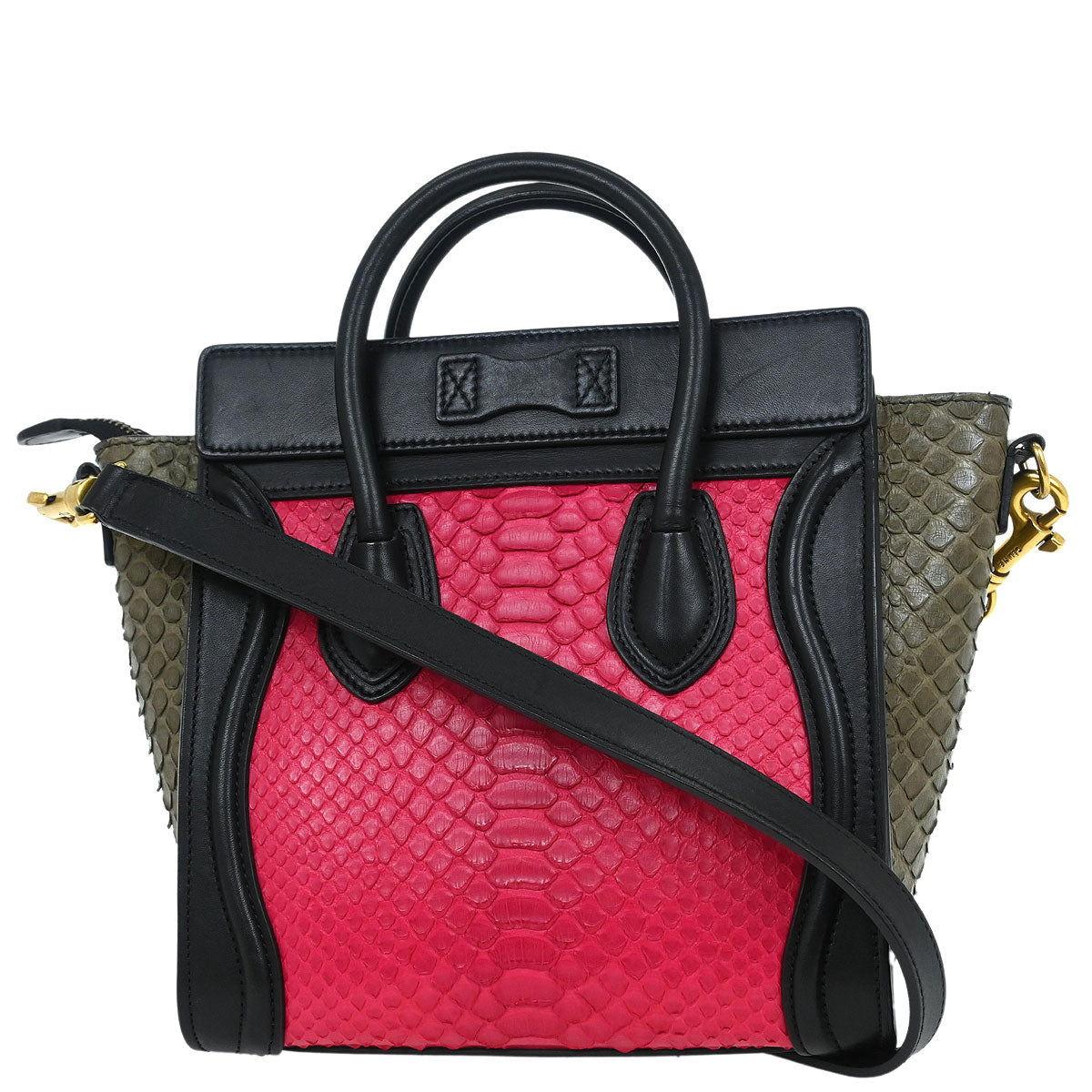 Celine * Tricolor Python Luggage Nano Handbag
