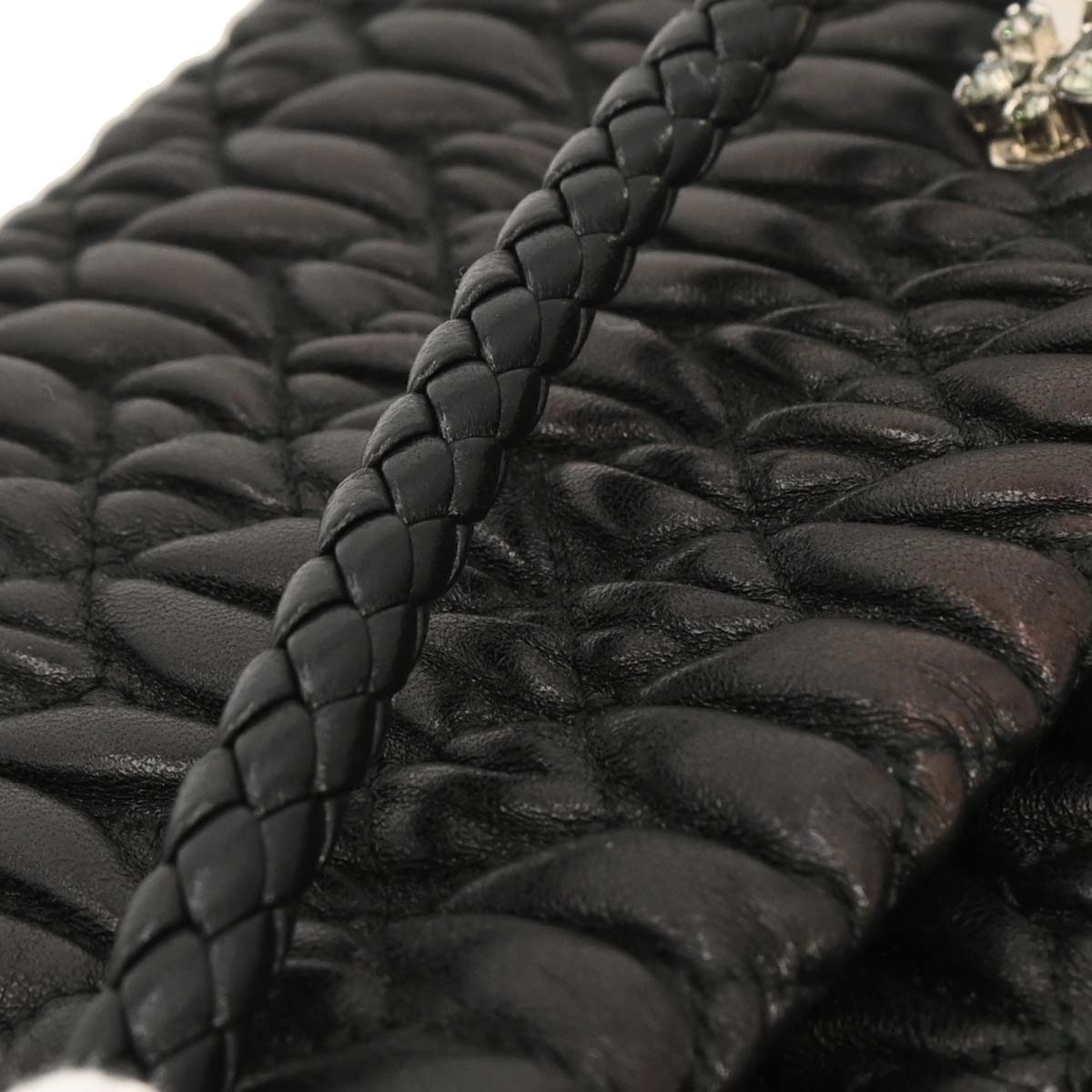 Miu Miu Black Lambskin Nappa Crystal Handbag