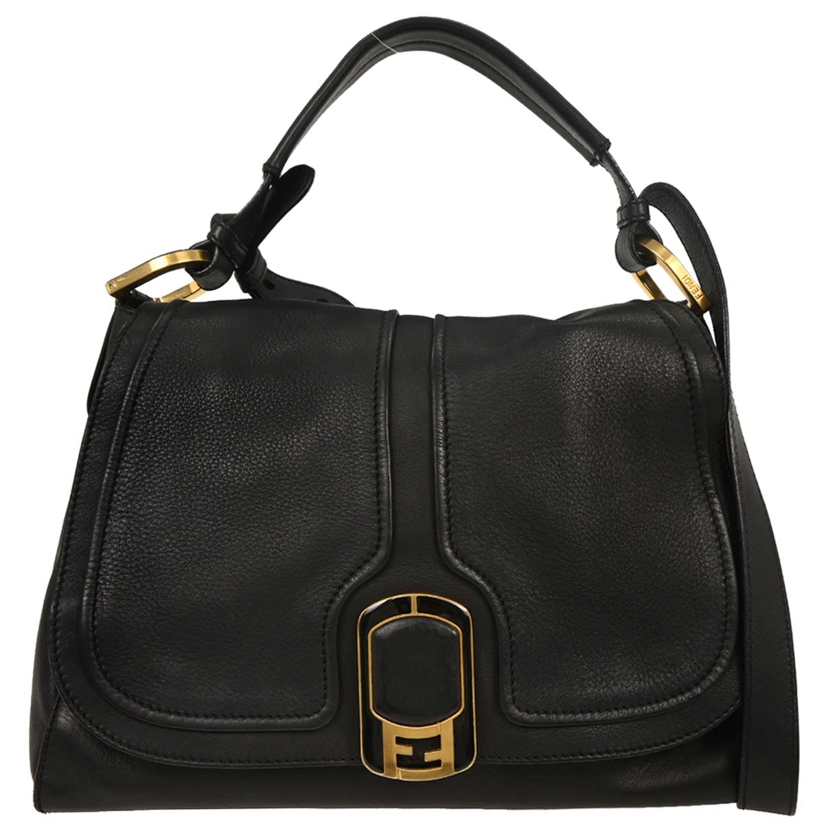 Fendi Black Leather Anna 2way Shoulder Handbag